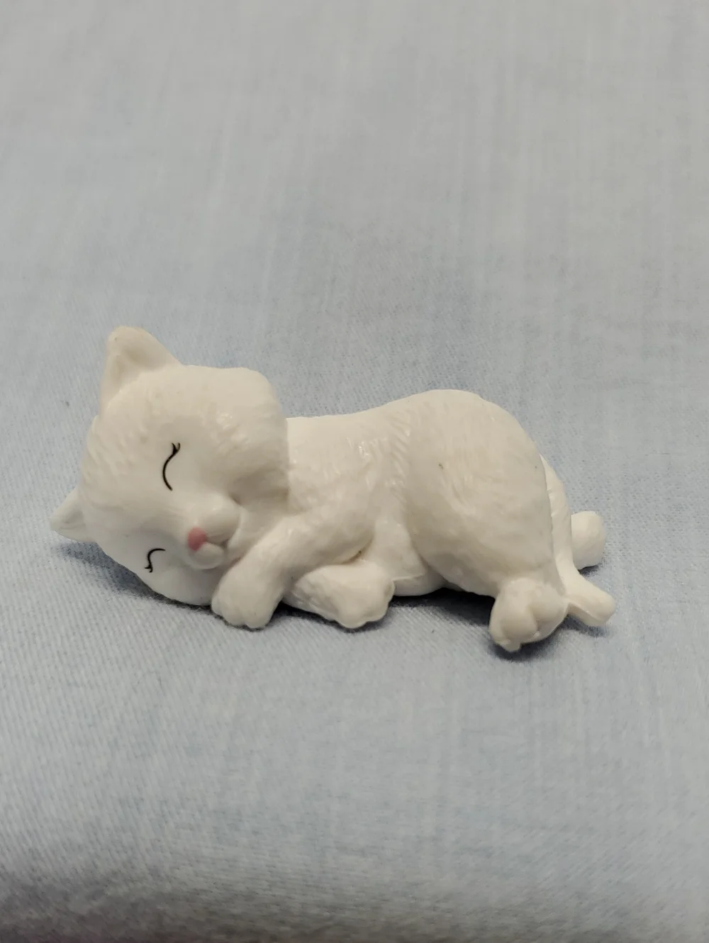 Barbie White Sleeping Kitten Toy with Pink Nose